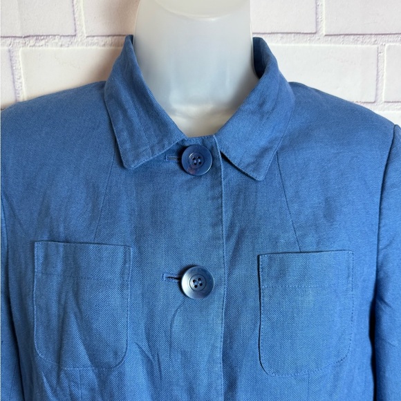 Talbots Irish Linen Blazer Blue 4-Button Lined/size 6 - Picture 5 of 9